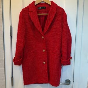 Zara Red Textured Coat
